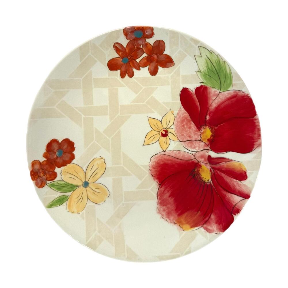 Cindy Crawford Flora 8.75” Ceramic Salad Plate – Red – Yellow – Beige